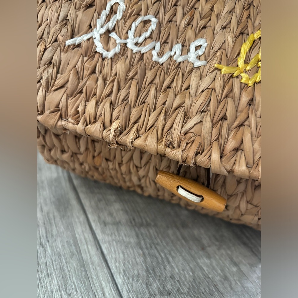 Kate Spade Vintage Wicker BlueBird House Novelty Bag Spring White/Yellow Straw - Picture 9 of 15